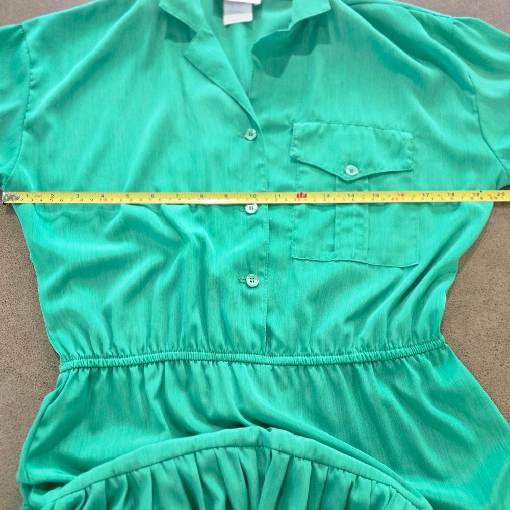 Kay Brandon Shirt Dress Size 8 Womens Green Vintage 80s Midi Tiered Short Sleeve - Picture 6 of 7